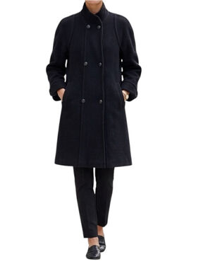 Vintage Petite Mademoiselle 80s Virgin Wool Black Coat Size 38 Large W Germany